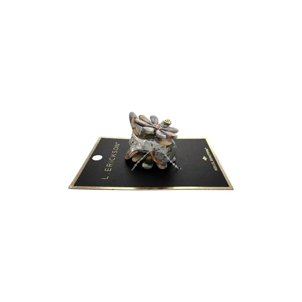 FRANCE LUXE L. ERICKSON Lane Claw Clip in Blue & Tan